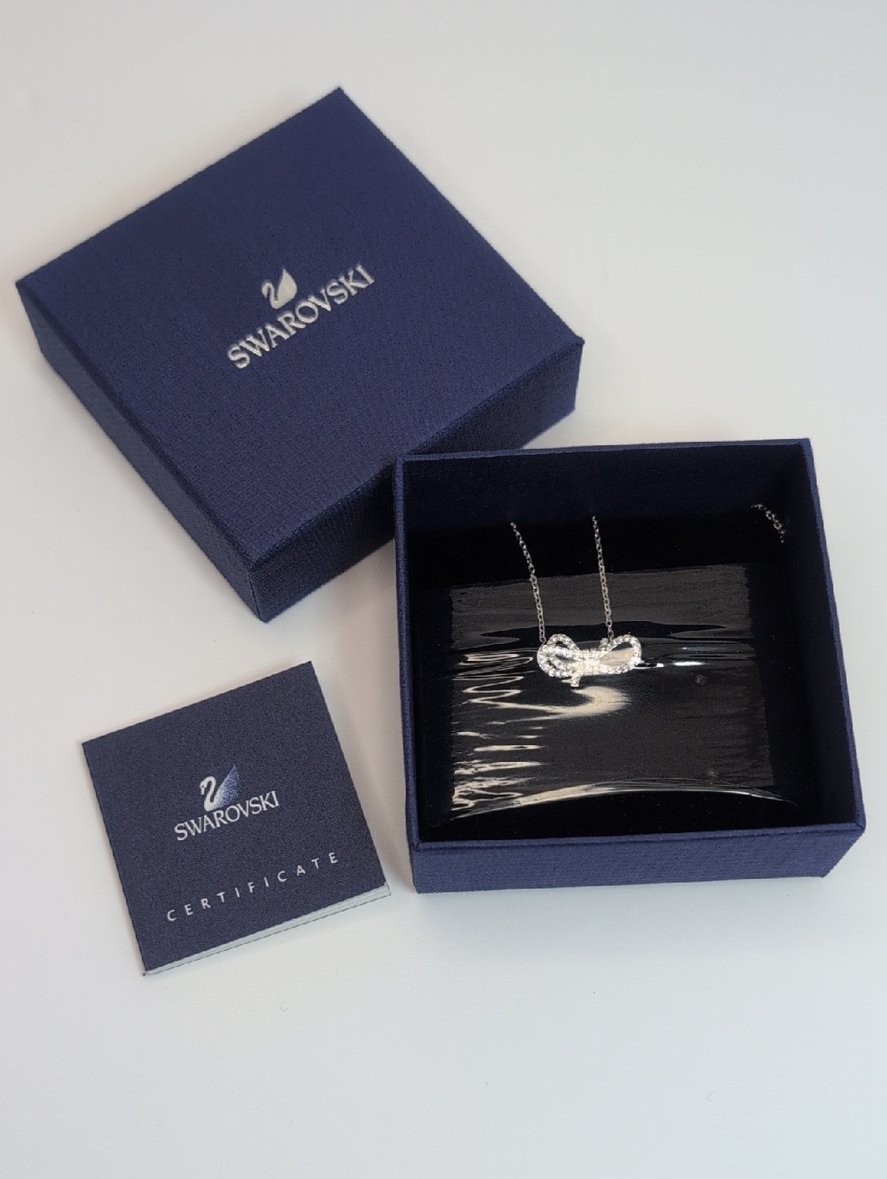 Swarovski Silver Crystal Lifelong Bow Necklace NWT - Picture 2 of 8